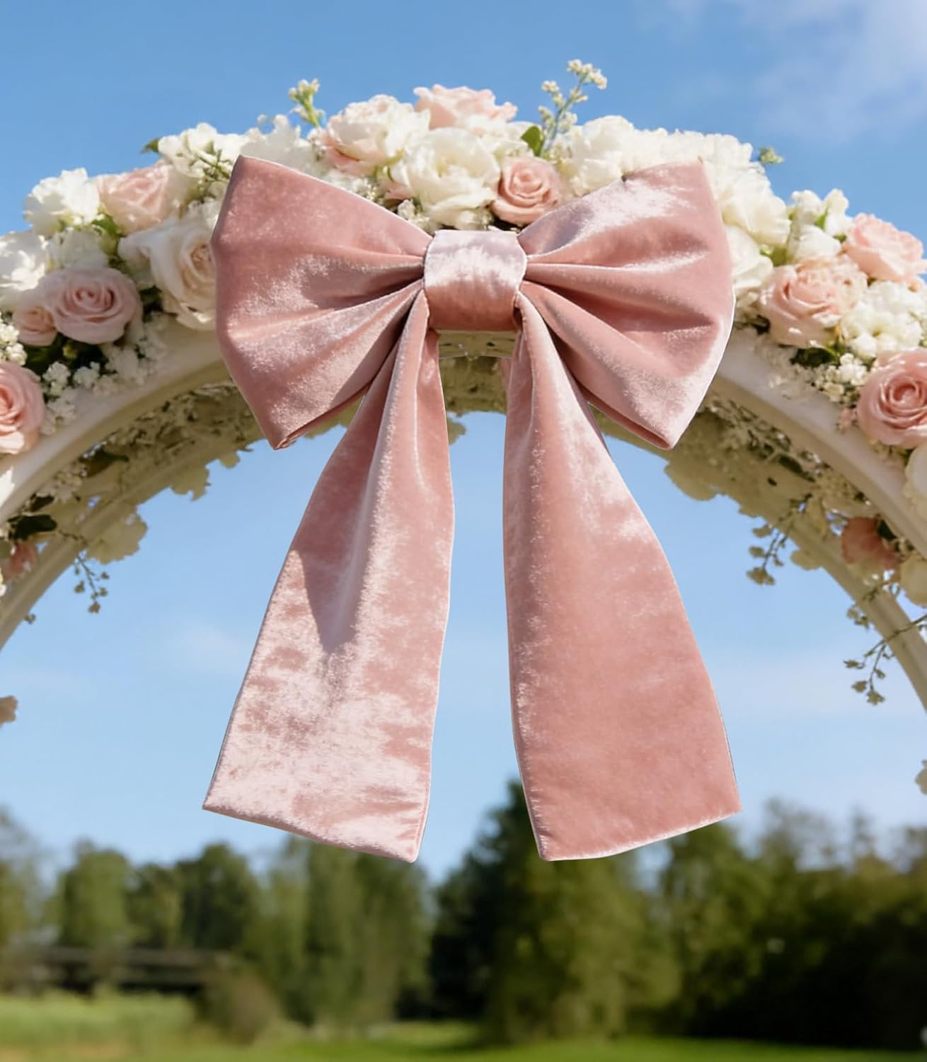 20 x 20 in Big Pink Bow Giant 3D Lrage Velvet Ribbon Bows Decor for Wedding Party Birthday Easter Home Outdoor Decorations
