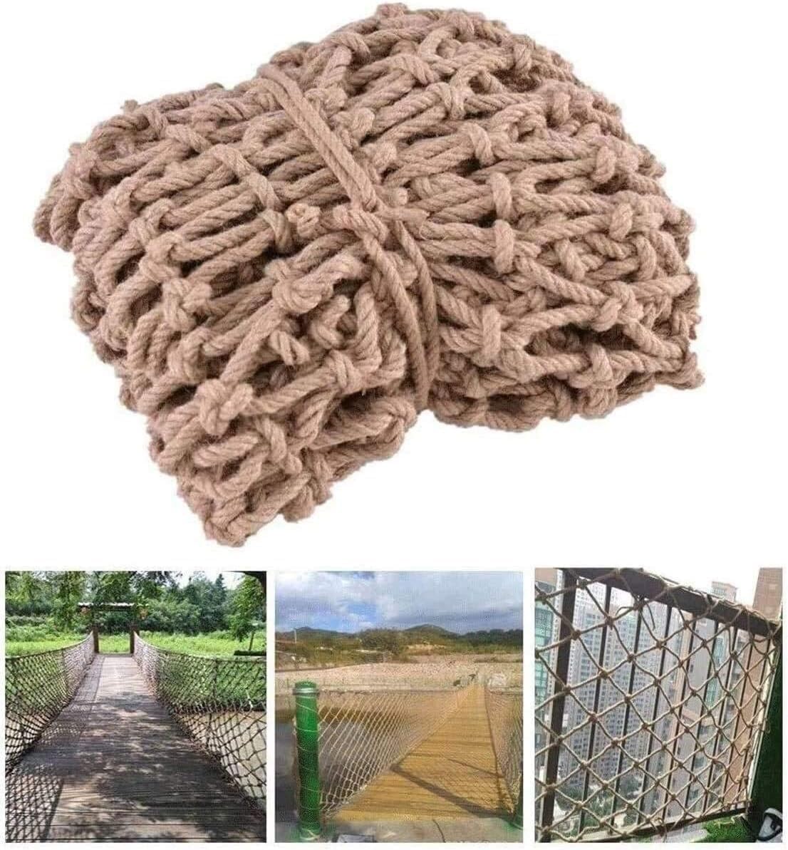 Hemp Rope Cargo Net, Wall Decorative Net, Kids Stair Balcony Railings Fence Playground Safety Net, Outdoor Swing Treehouse Plant Climbing Net Decoration (Color : 8mm/10cm, Size : 1m*) (8mm/10cm *)