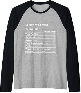 Funny Lo Mein With Fortitied Thanksgiving Nutritional Fact Raglan Baseball Tee