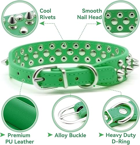 Vista 19 de Collar de perro y gato con pinchos pequeños y medianos para perros pequeños y medianos, collares ajustables con tachuelas para cachorros, collar