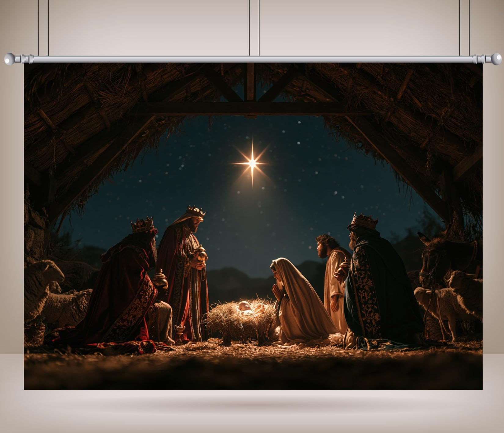 10x8FT (3x2.5m) Re Magi Adorano Gesù Bambino Sfondo Fotografico