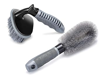 Combo of 1 x Alloy Wheel Cleaning Brush, Rim Cleaner for Your Car, Motorcycle or Bicycle and 1 x Tire Brush Washing Tool