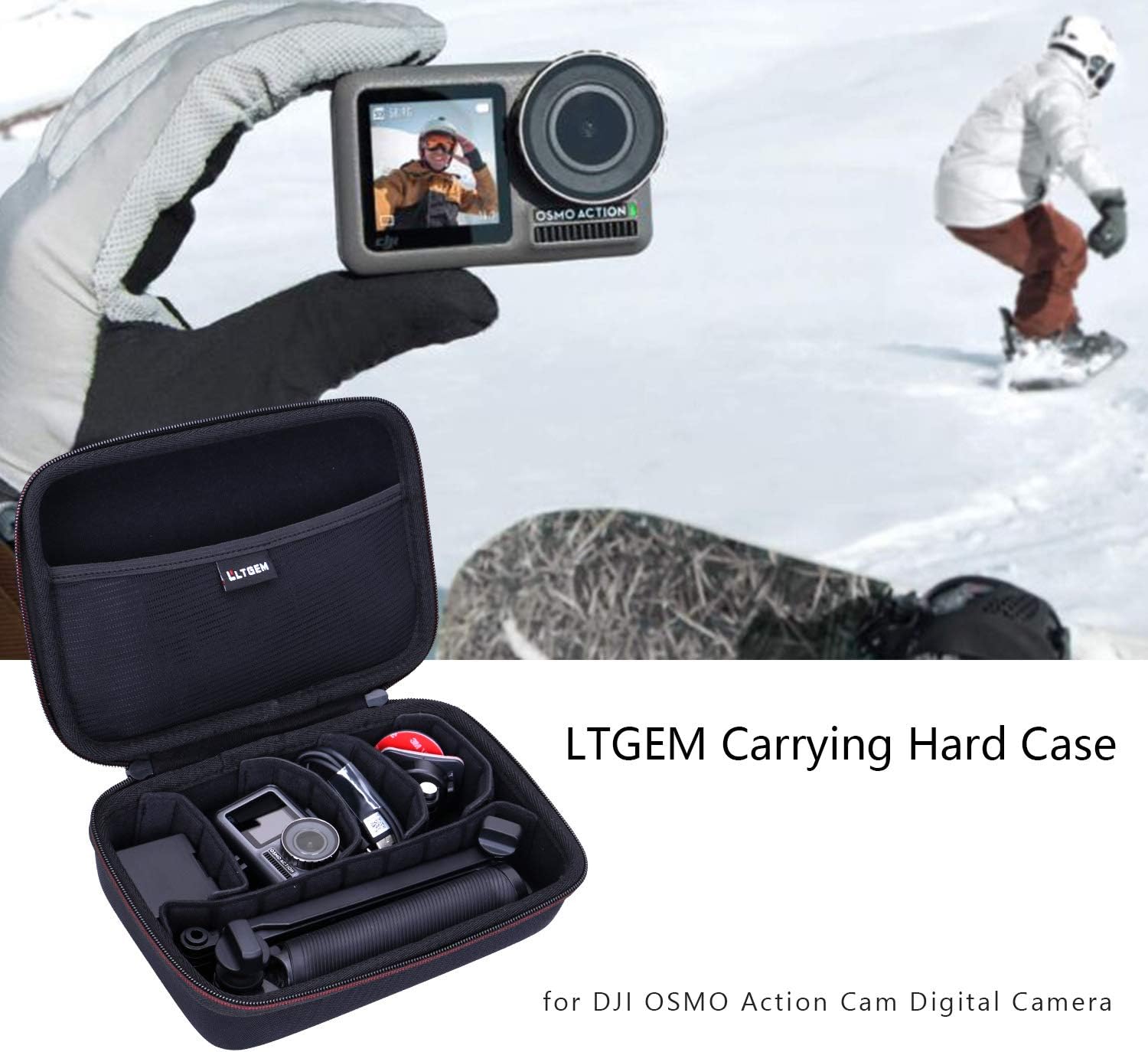 LTGEM Action Camera Case Compatible with DJI Osmo Action 6 / Action 5 Pro/Action 4 / Action 3/360 Camera or GoPro Hero Series Portable Camera Carrying Cases (Case Only)