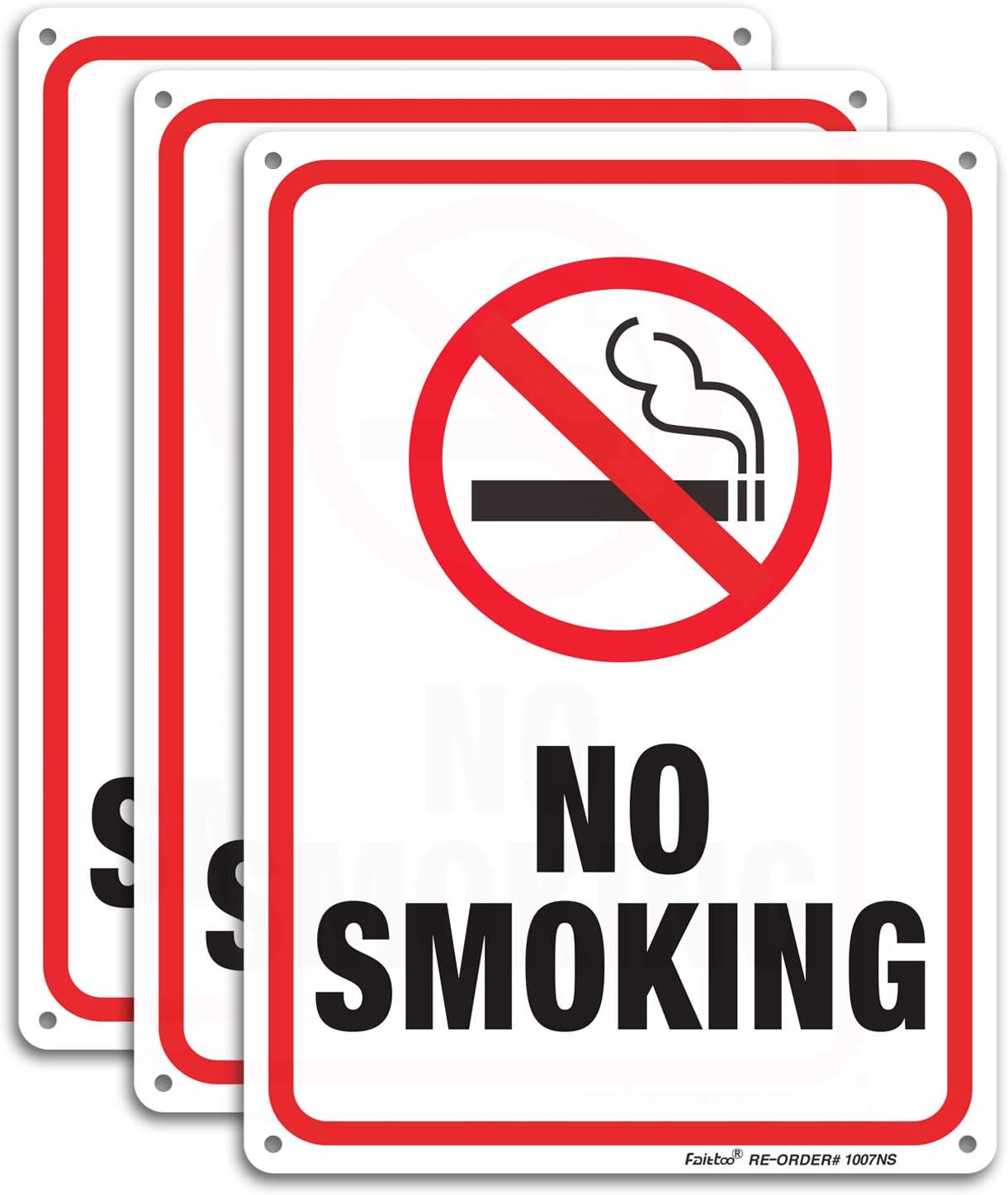 No Smoking Sign,3 Pack No Smoking Metal Reflective Signs - 10 x 7 Inches .040 Rust Free Heavy Duty Aluminum sign - UV Printed With Professional Graphics - Easy To Mount - Indoor & Outdoor use