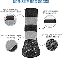 Vista 19 de BEAUTYZOO 6 calcetines para perros para evitar lamer las patas, zapatos antideslizantes para suelos de madera dura en pavimentos calientes, botas