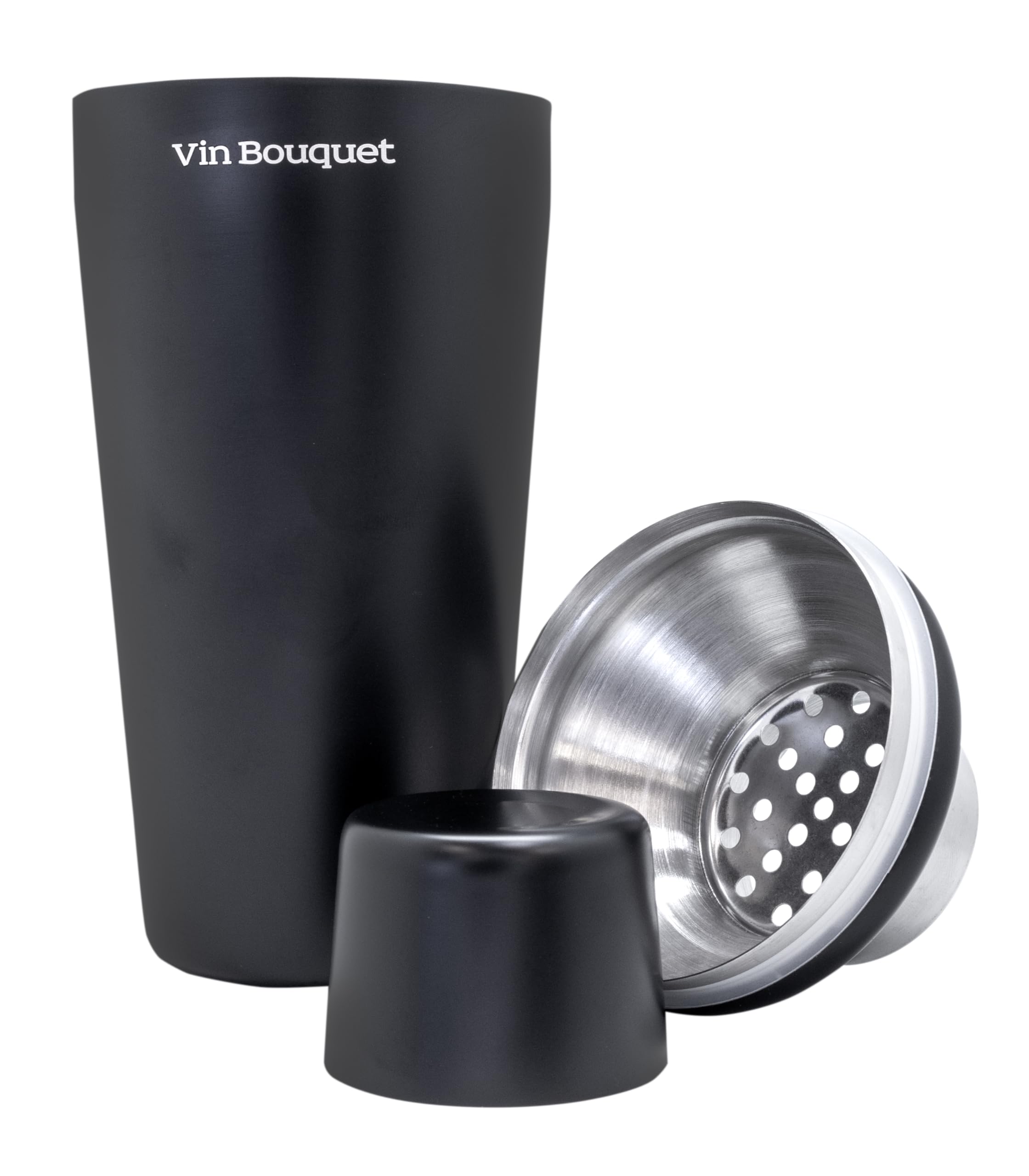 VB Vin Bouquet FIK 1467 Black Cocktail Shaker 700 ml, Stainless Steel, Elegant and Sturdy Design, Ideal for Preparing Cocktails and Combinations