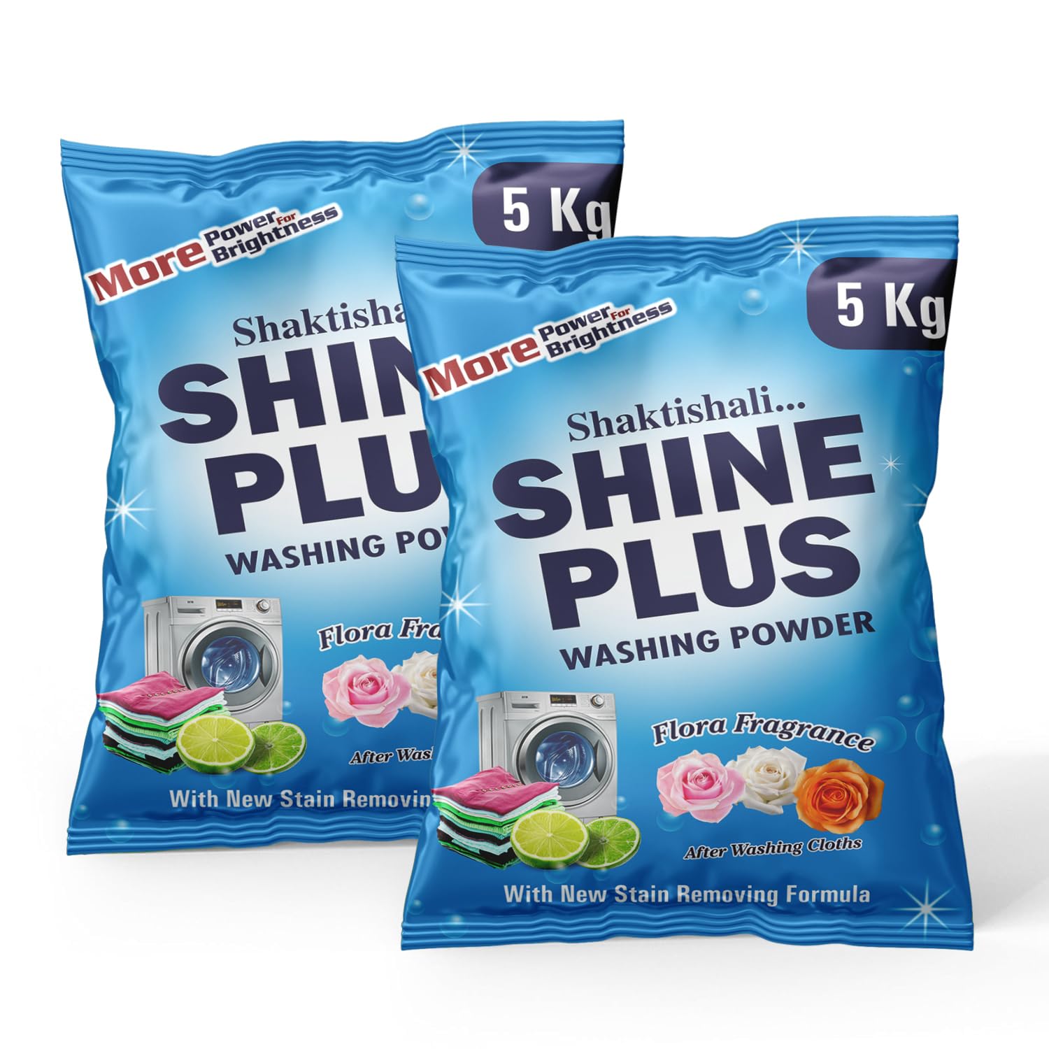 Shaktishali SHINE PLUS Detergent Washing Powder 5+5 kg | New Advanced Laundry Detergent Powder | Dissolves Easily | Long Lasting Fragrance (Pack of 2)