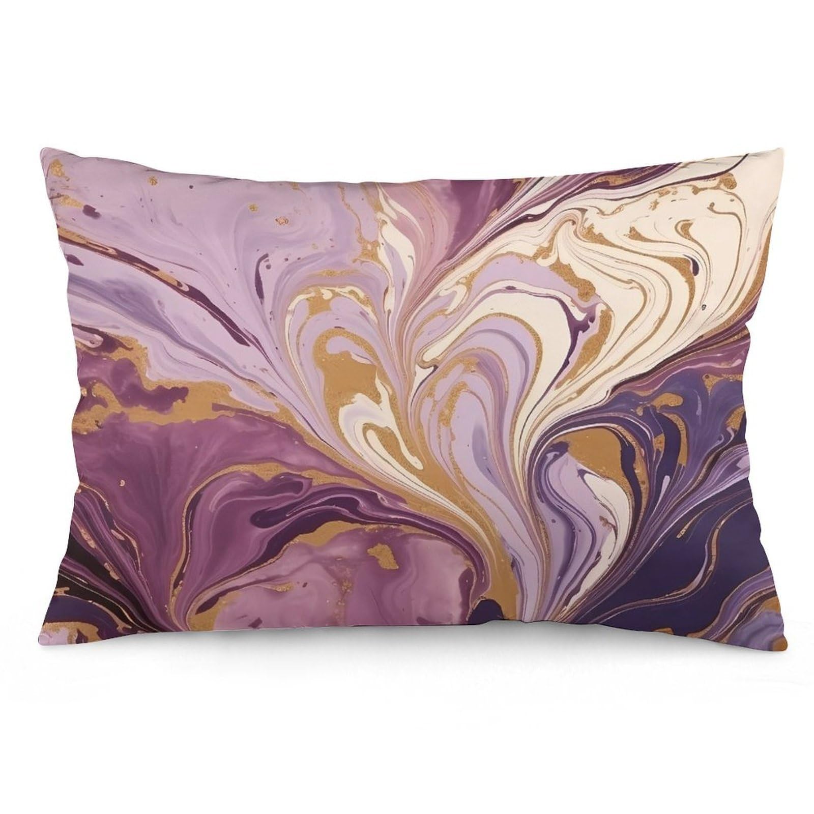 NTVOWPZO 2 Pack Decoration Throw Pillow Covers 16 "x24 Pillowcases Covers Purple and Gold Marble Pillowcases Modern Farmhouse Home Decor Sofa Cushions Covers for Couch Bed Living Room