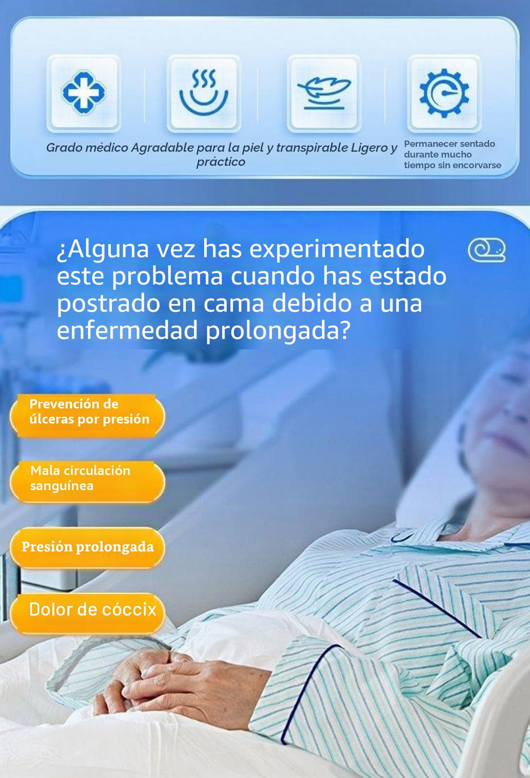 Colchón Antiescaras,Colchón De Presión Alterna,Colchón Para El Cuidado De La Cama,Previene Y Alivia Las Escaras,Soporte De Presión Alternante Para Personas Mayores Encamadas,Pacientes B,90×70cm