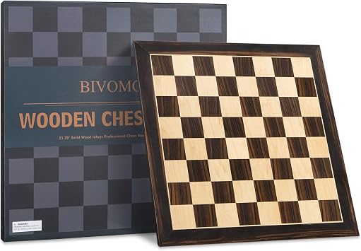 BIVOMON 21.25 Wooden Chess Board Professional Tournament Chess Board with 2.2 Squares Large Chess Family Outdoor Board Games (Chess Boards Only)