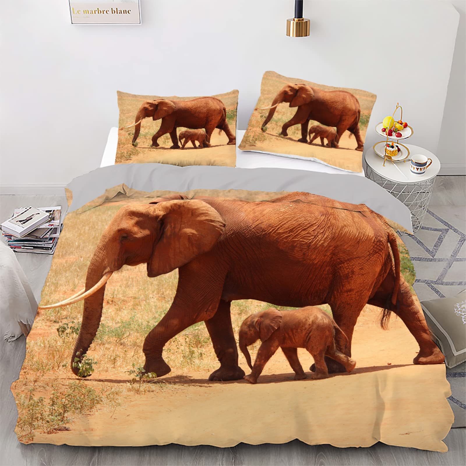 Housse de couette éléphant douce pour la peau et facile à entretenir avec zip 200x200