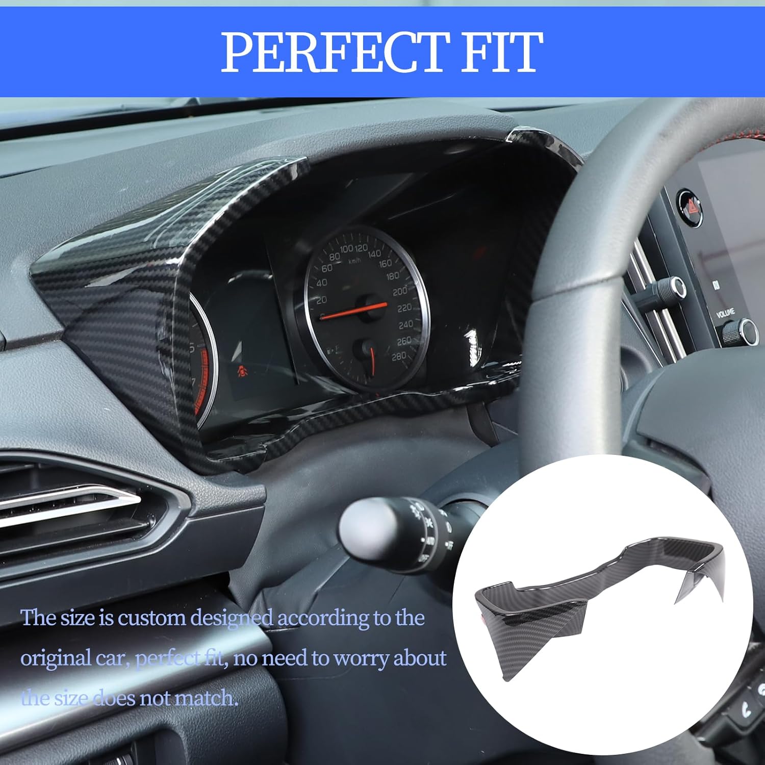 Dashboard Trim Frame Fit for 2022 2023 2024 Subaru WRX Dash Cover Instrument Panel Dial Trim Cover Frame Dash Panel Frame Interior Trim Accessories(Carbon Fiber Pattern)