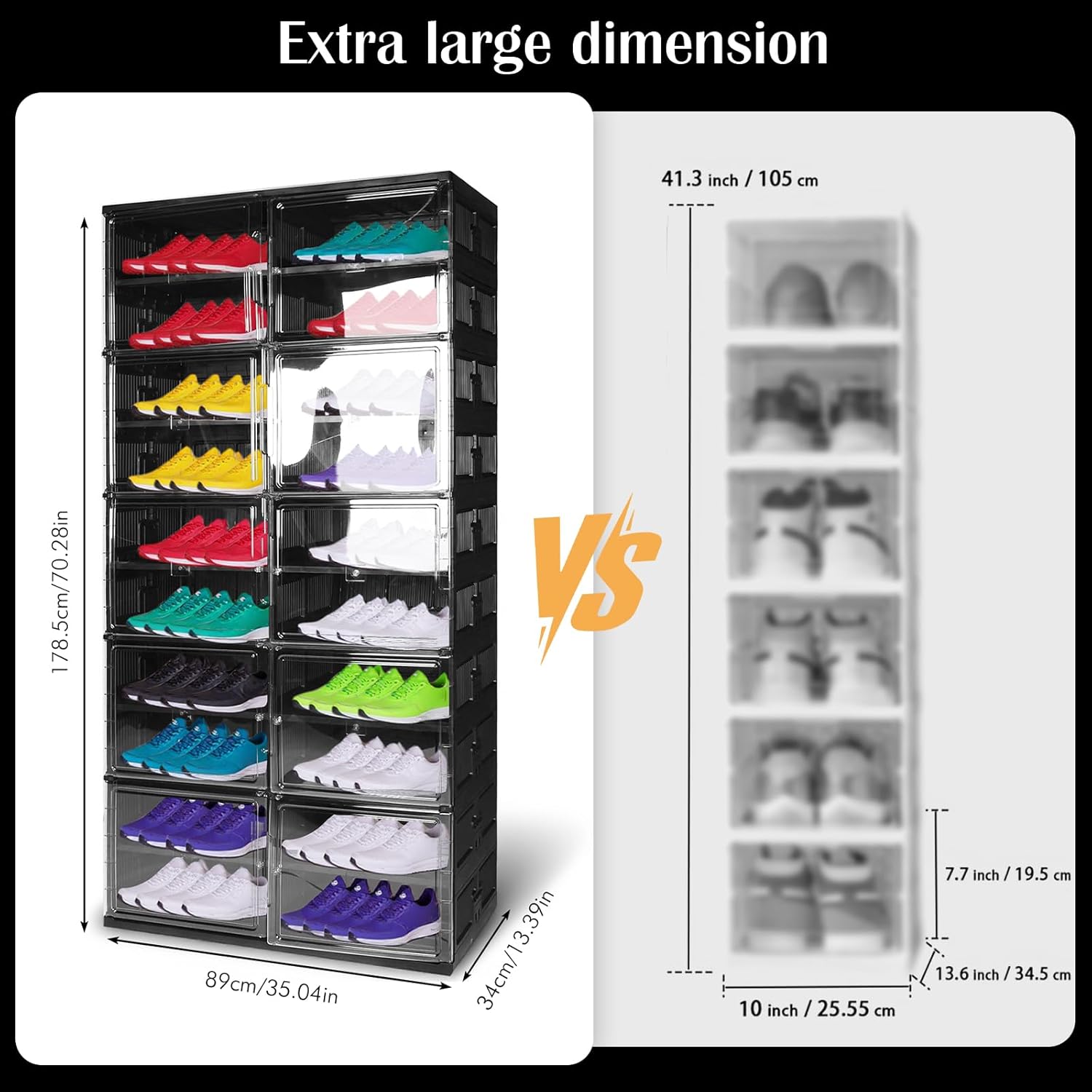 10 Tiers 40 Pairs Collapsible Shoe Rack Organizer with Doors Easy Assembly Shoe Shelves Organizer for Closet Entryway Living Room
