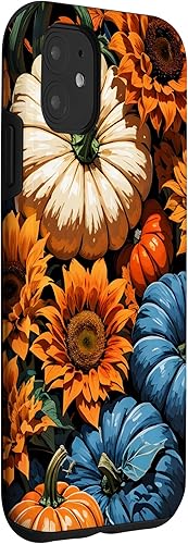 Miniatura 18 de Funda para iPhone 13 Pro Max Bonito arte de calabazas, girasoles y hojas de otoño