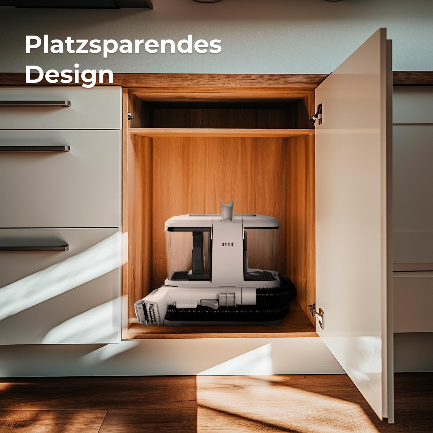 Space-saving design of RYER Carpet Cleaner