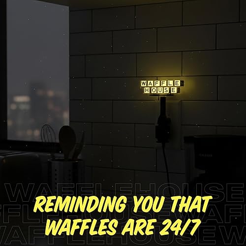 Miniatura 6 de Waffle House Luz nocturna enchufable  Logotipo clásico que brilla inspirado en el icónico restaurante para pasillos, dormitorios y amantes de los