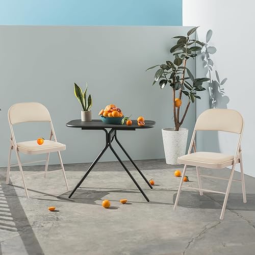 Miniatura 7 de Sweetcrispy Silla Plegable Paquete de 6, Sillas Plegables Tapizadas de Cuero, Sillas Plegables de Metal Resistentes, Fáciles de Usar y Almacenar,