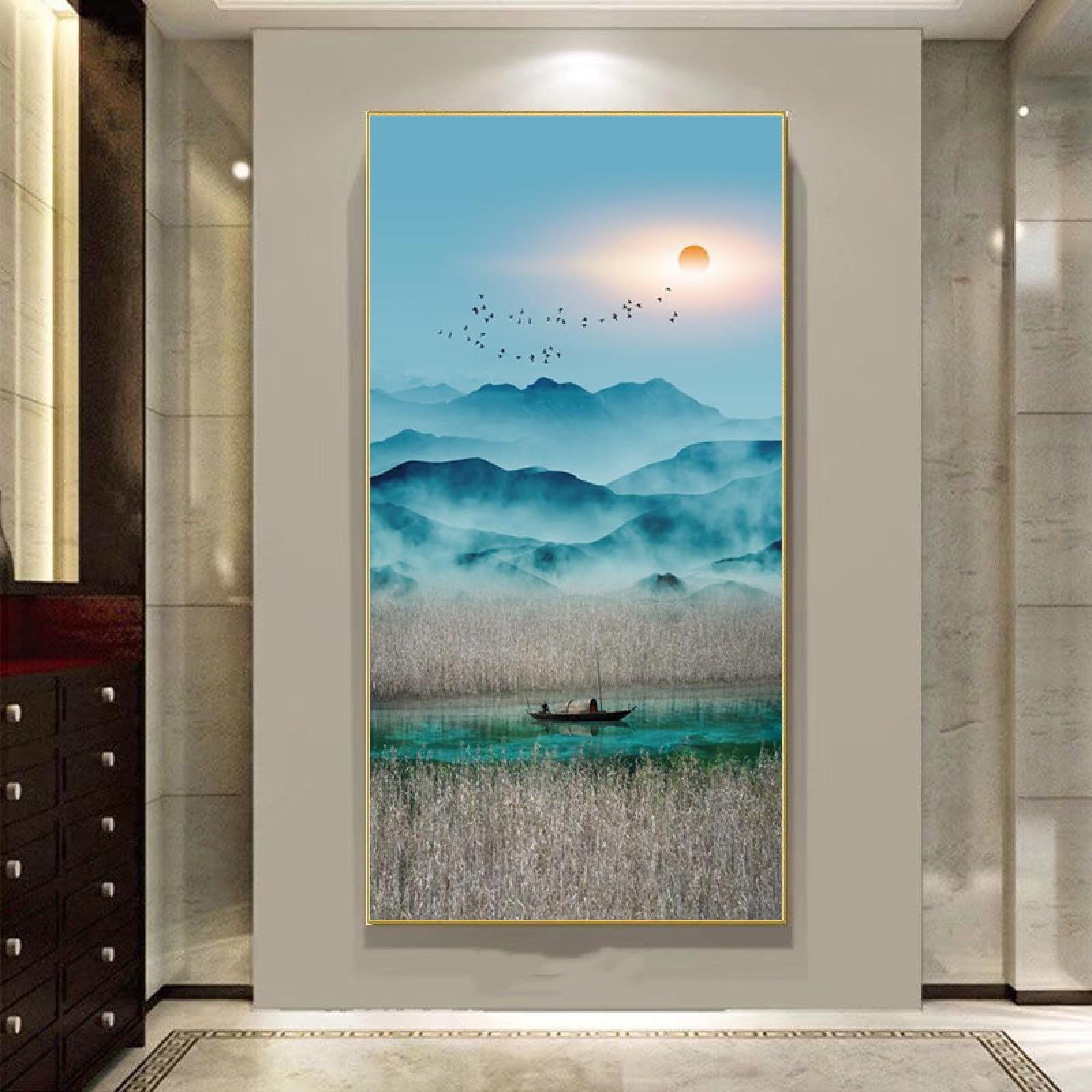 Peinture à l'huile lever du soleil pour créer une ambiance zen dans la chambre