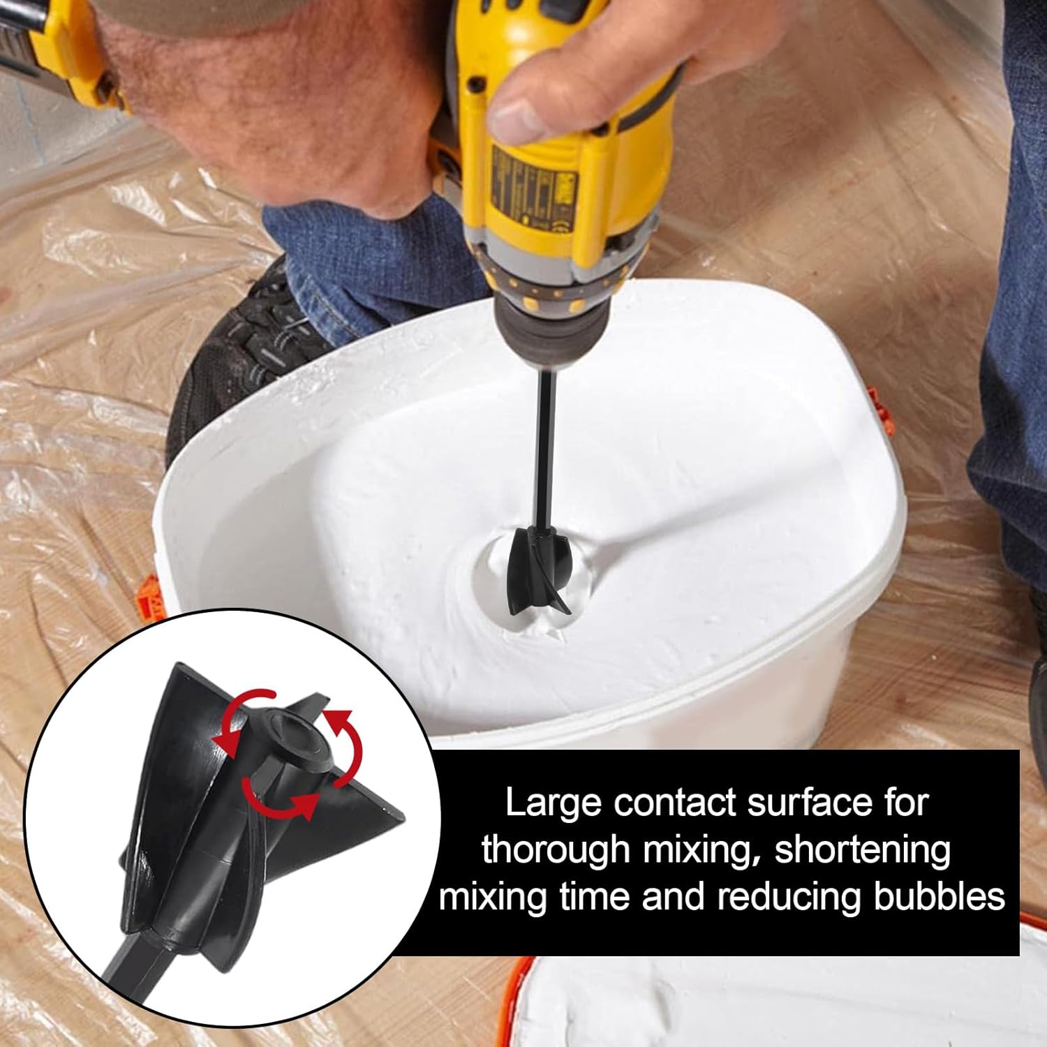 2PCS Epoxy Resin Mixer Attachment, Paint and Resin Stirring Paddle Set, ABS Material, Black