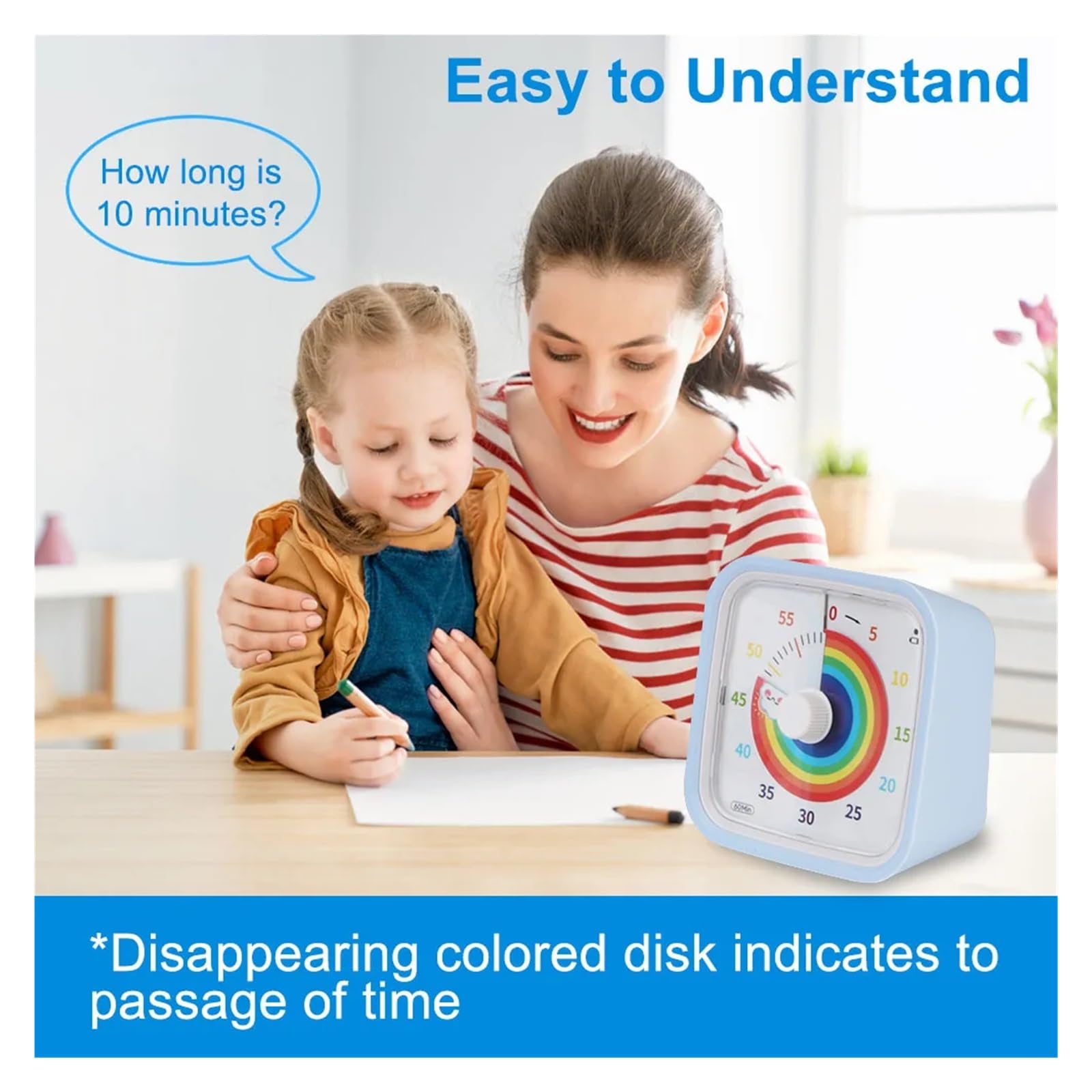 Timer, Countdown-Timer, Plan-Timer, digitaler Timer, Küchentimer, Selbstauslöser for Kinder(Light Blue)