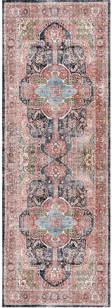Distressed Vintage Kendra in Multicolor : Runner Rug 2'4" x 3'7" Doormat