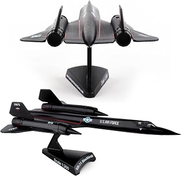 Postage Stamp USAF SR-71 Blackbird Die-Cast Metal Model 1200 Scale Strategic Reconnaissance Aircraft Replica with Display Stand, Highly Detailed, 6.2 L x 3.2 Wingspan, Adult Collectible Ages 14+