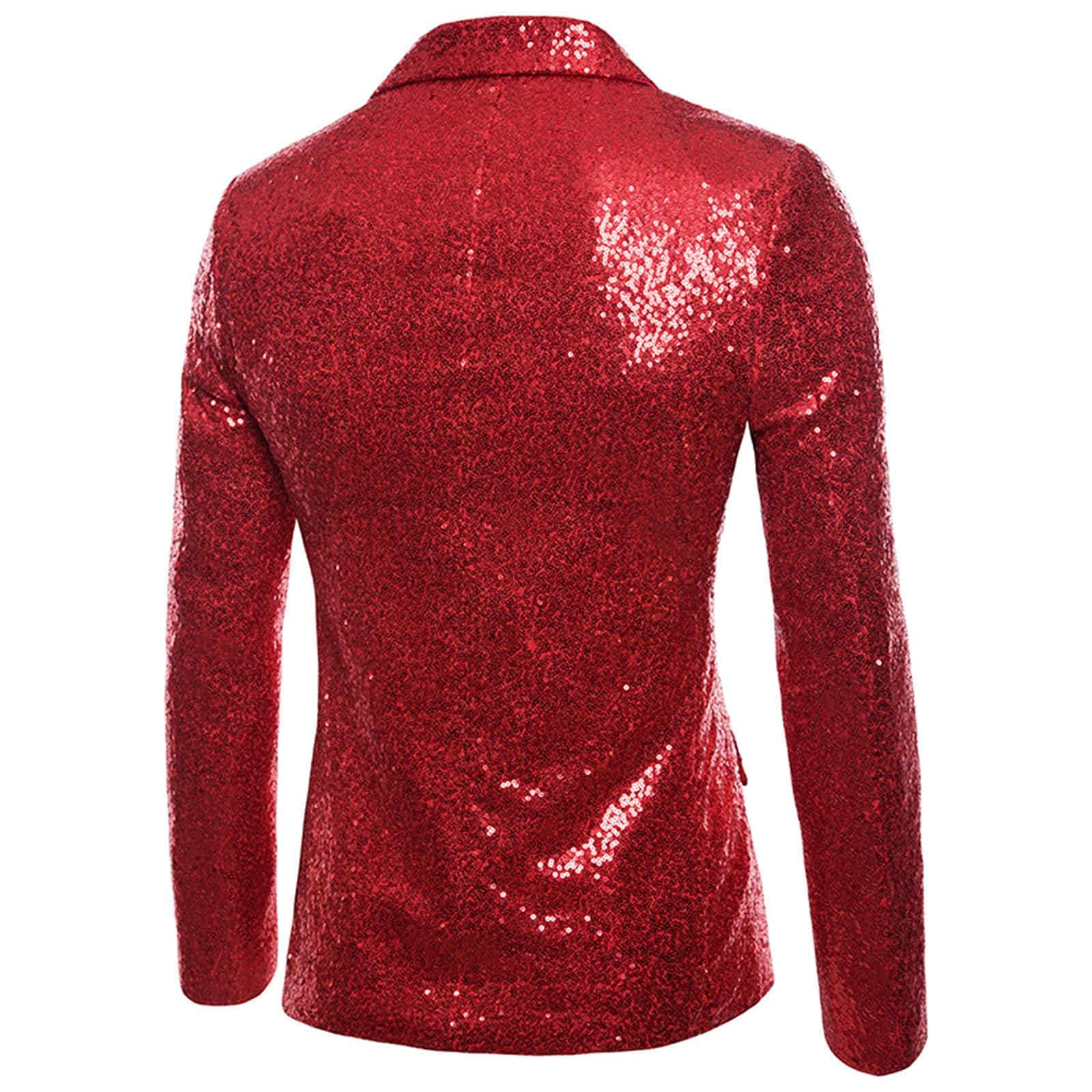 Generisch Sakko Chaqueta de hombre con lentejuelas para hombre, chaqueta de traje, chaqueta deportiva para fiesta, traje de lentejuelas, corte ajustado, disfraz de esmoquin, chaqueta de esmoquin