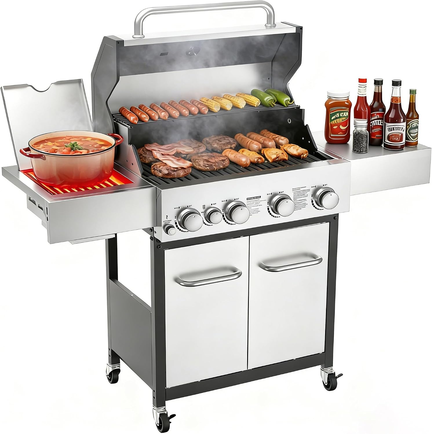 Veralune 4-Burner Propane Grill Review: Best Gas BBQ with Side Burner for Backyard Gardens