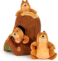 Vista 18 de Hollypet - Juguete de escondite con chillido para perros, rompecabezas interactivo de felpa para cachorros, ardilla