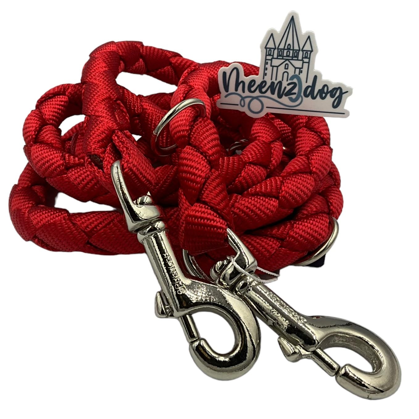 verstellbare Hundeleine - Handmade in Germany-besonders geeignet für mittelgroße bis sehr große Hunde-Extrem stabil-Umhängeleine und Doppelleine 3fach verstellbar - rot (3m)
