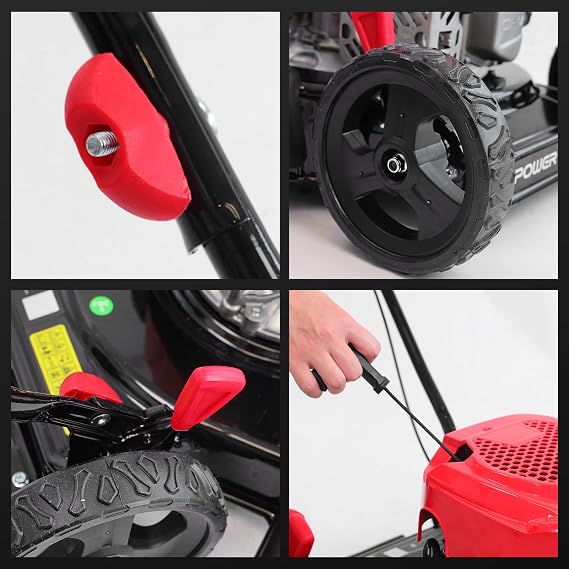 PowerSmart 18-inch 144cc Gas Lawn Mower, Push Mower with Side-Discharge, 5-Point Height of Cut