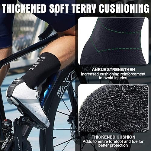 Miniatura 3 de Souke Sports Calcetines de ciclismo para hombres y mujeres, transpirables y acolchados que absorben la humedad, calcetines de compresión atléticos