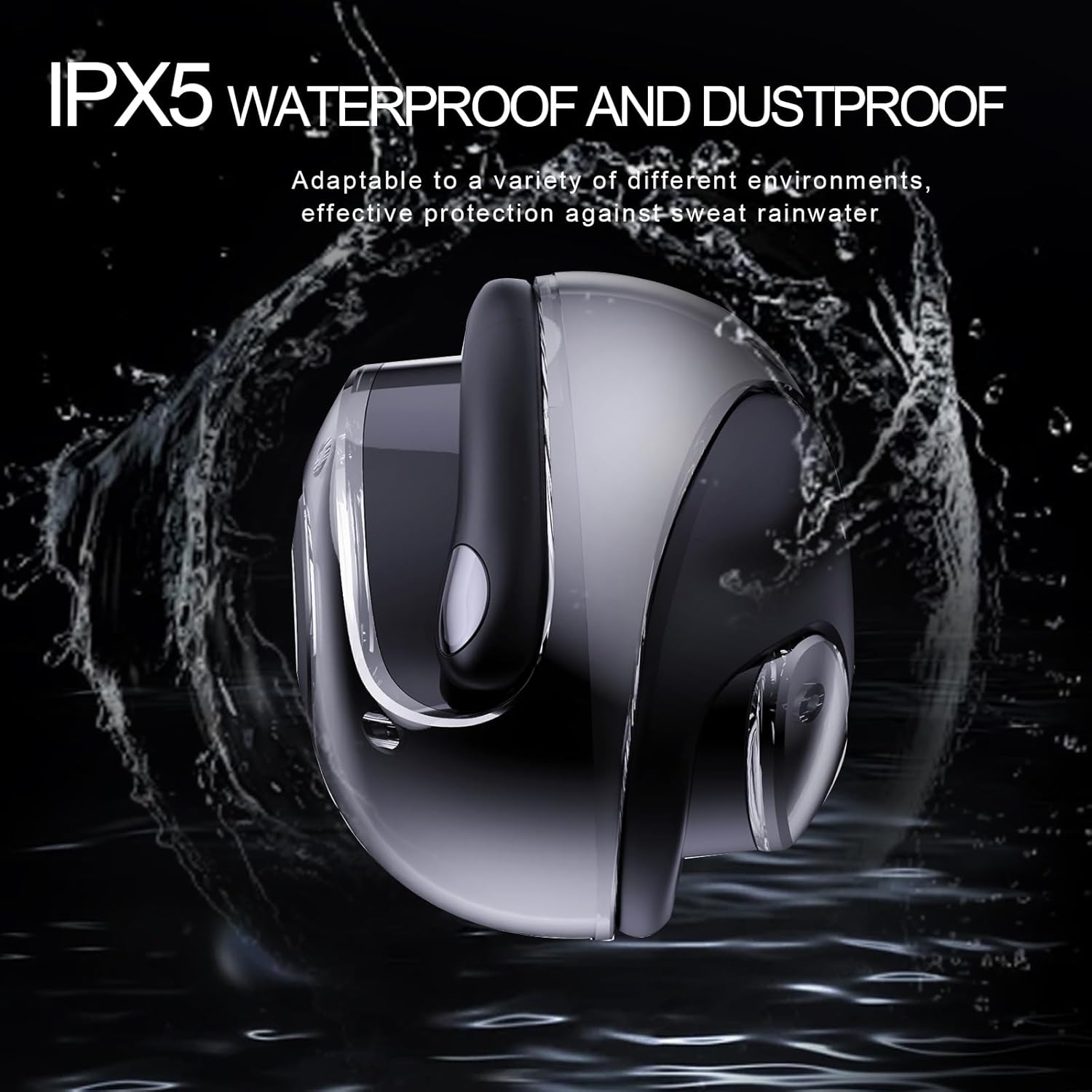JM13 headset demonstrating IPX5 waterproof and dustproof capabilities