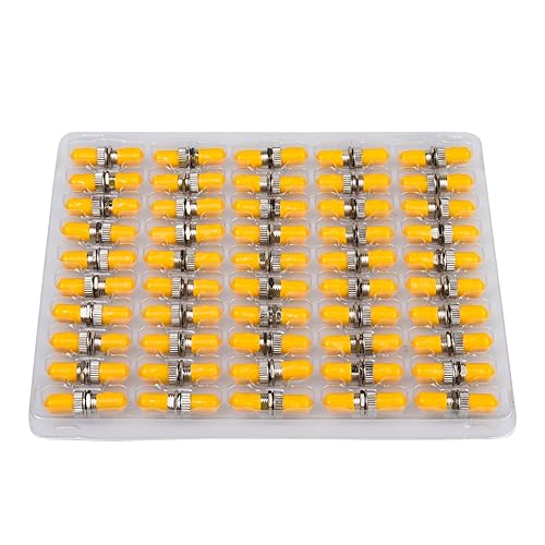 Duogalia Paquete de 50 acopladores de fibra óptica ST Adaptador Conector de barril ST a ST Acoplador de fibra monomodo (amarillo)