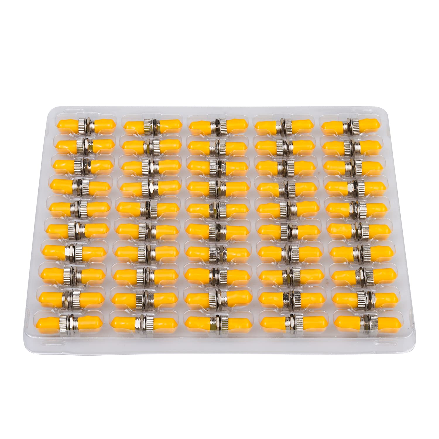 Lot de 50 coupleurs de fibre optique ST vers ST - Simplex monomode multimode - Capuchon jaune