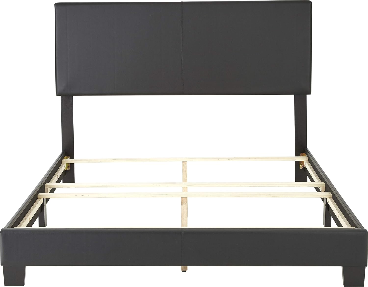 Boyd Sleep Montana Upholstered Platform Bed Frame Mattress Foundation with Headboard and Strong Wood Slat Supports: Faux Leather, Black, Twin