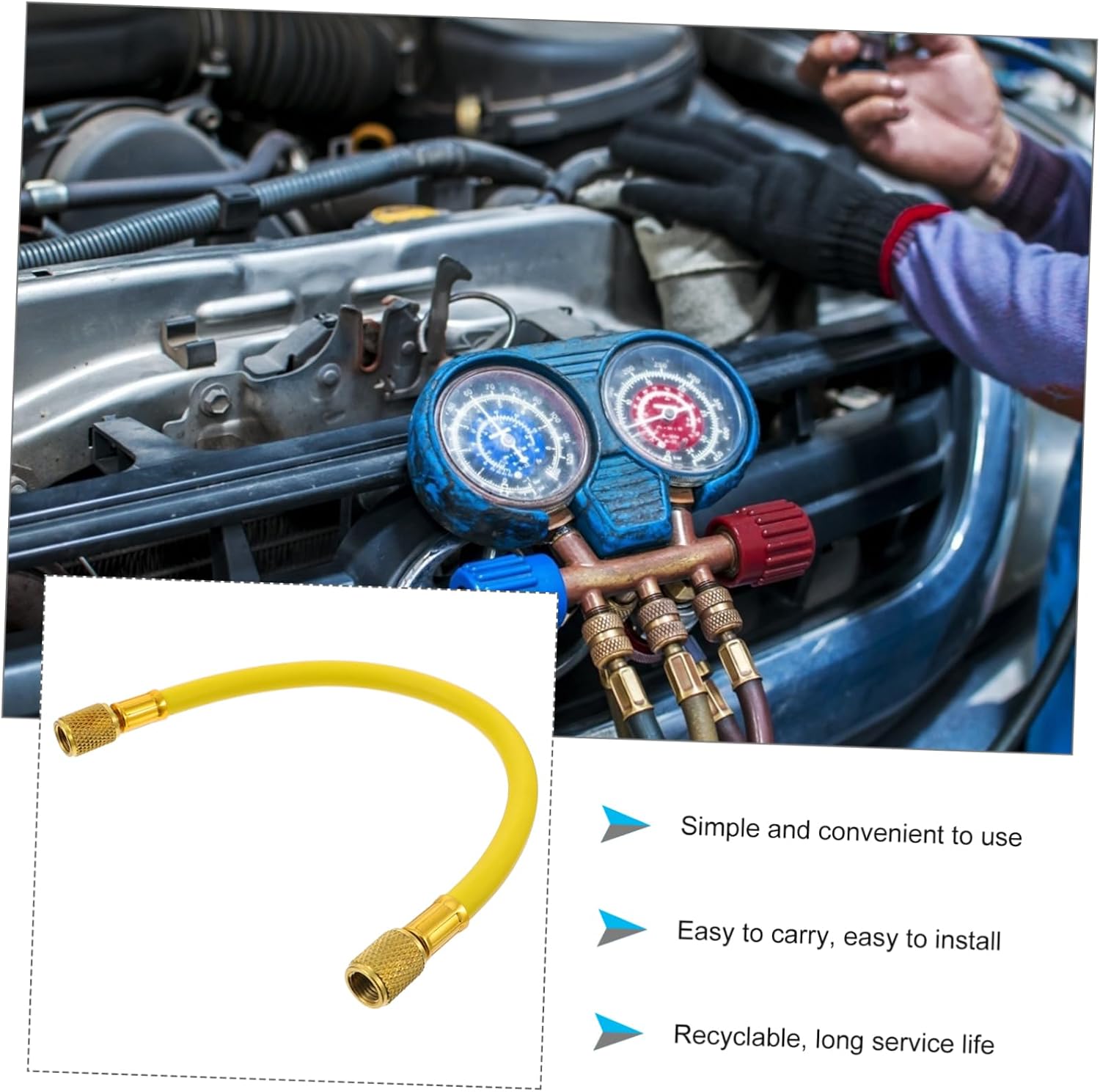Filling Hose Kit for Car Air Conditioner Durable and Practical Fluoride Adding Hose with Forged Joint Easy to Install and Operate Suitable for Vehicle Refrigerants and Personal Use