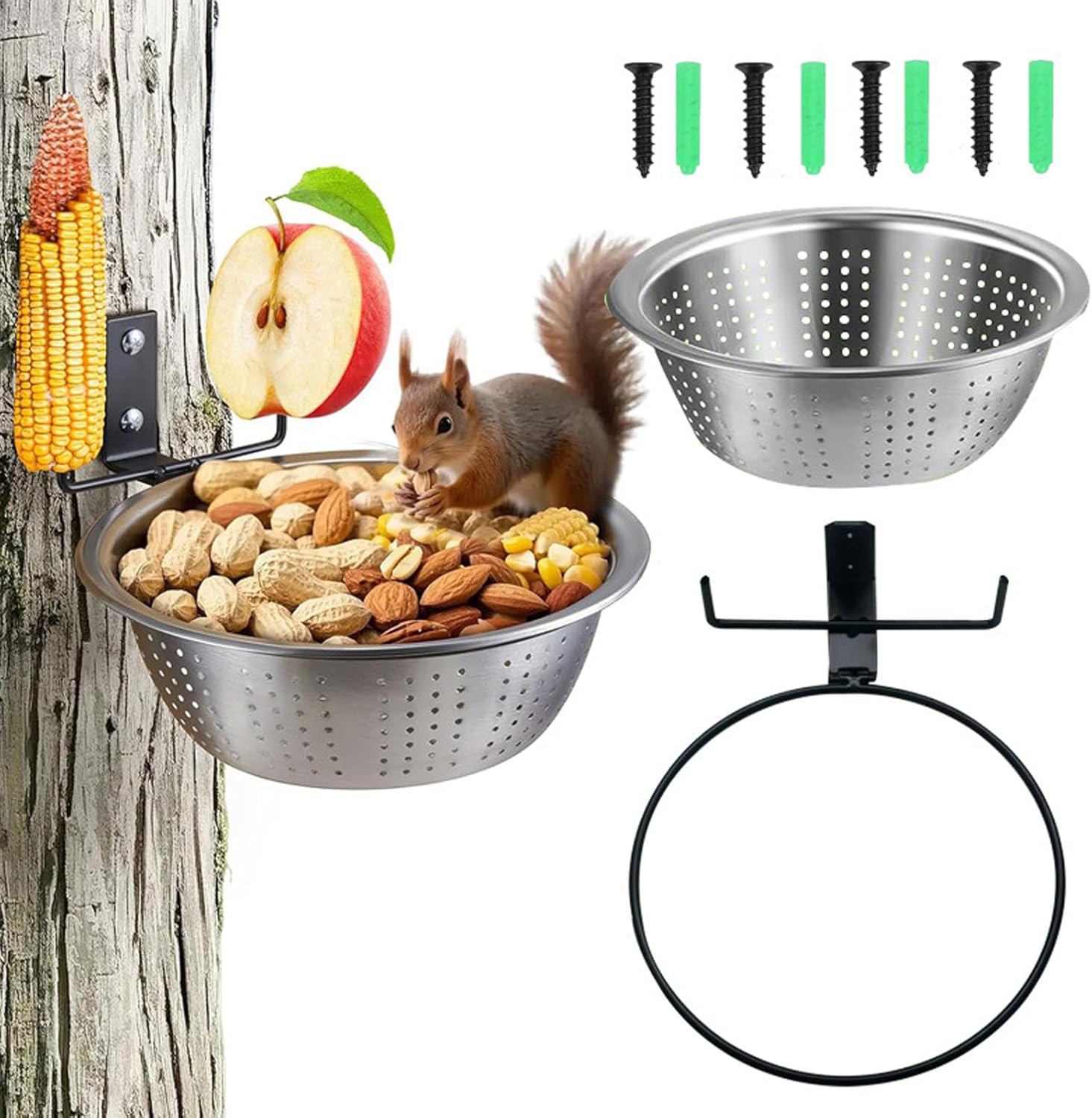 Wall Mount for Squirrel Feeding Station Outdoor Sturdy Iron Feeding Station Holder for Animal Watching Garden Easy to Use Squirrel Feeding Station