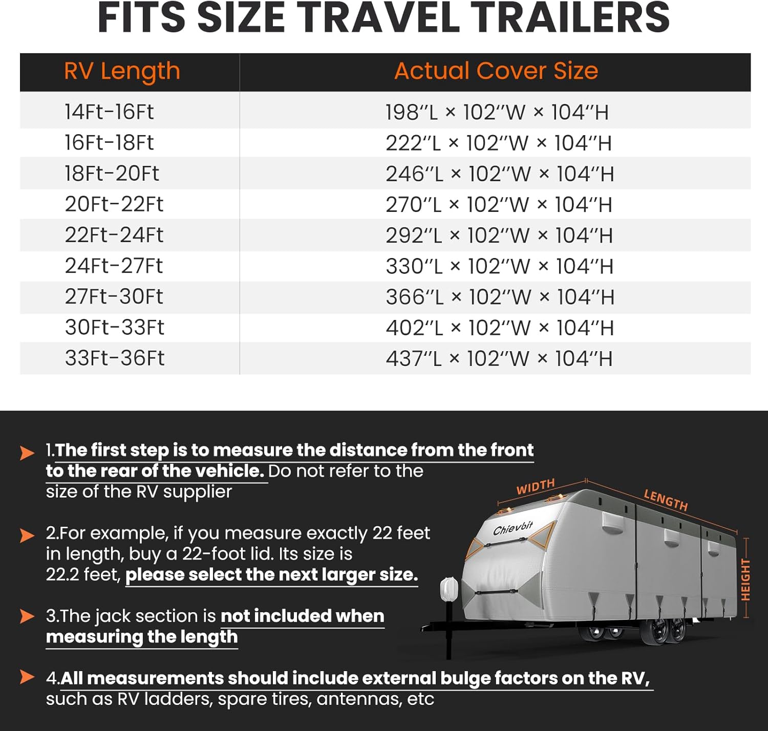 Oxford RV Cover Fit 30-33 Feet, 420D Top Travel Trailer Cover,Waterproof Camper Cover with Zipper Door, Windproof Straps, UV-Resistant and Reflective Design