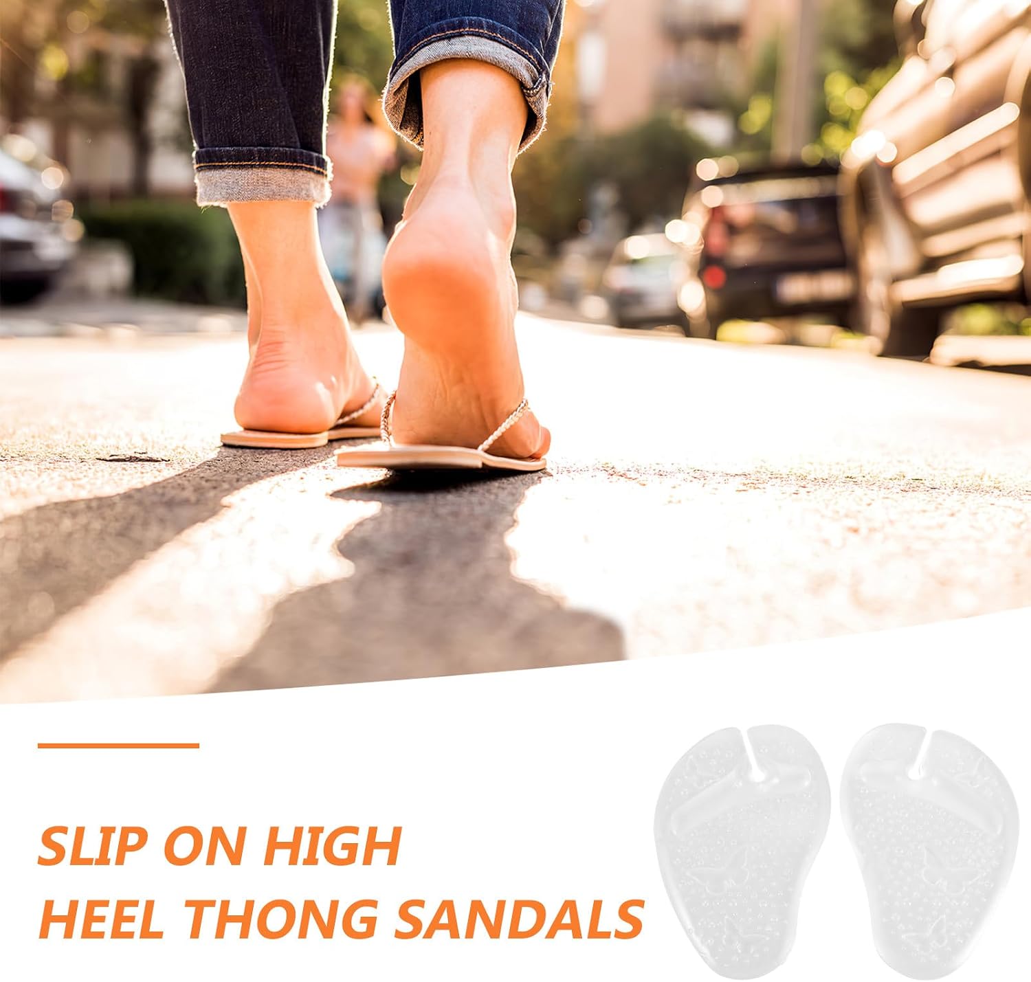 4pcs Ball of Foot Cushions for Women, Anti-Slip Thong Sandal Inserts with Toe Support and Forefoot Relief Pads for Foot Care and Comfort