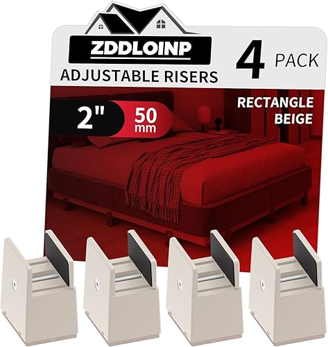 Miniatura 22 de Elevador de cama con abrazadera de tornillo ajustable, se ajusta al grosor del marco de muebles de 0 a 1.5 pulgadas, altura de elevación de 2