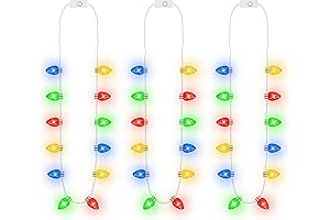 12 Red Yellow Blue Green Glow Xmas Light Necklace Holiday Acc