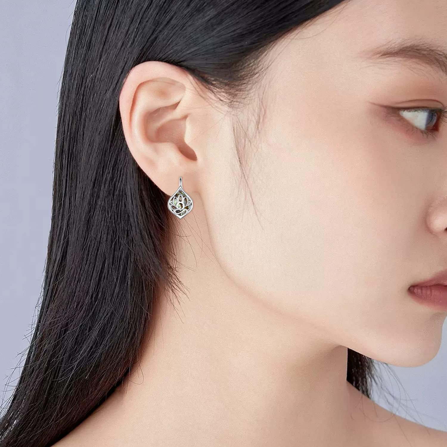 Lotus Earrings 925 Sterling Silver Yoga Lotus Jewelry Lever back Earrings Stud Earrings Gifts for Women Mom - Image 5