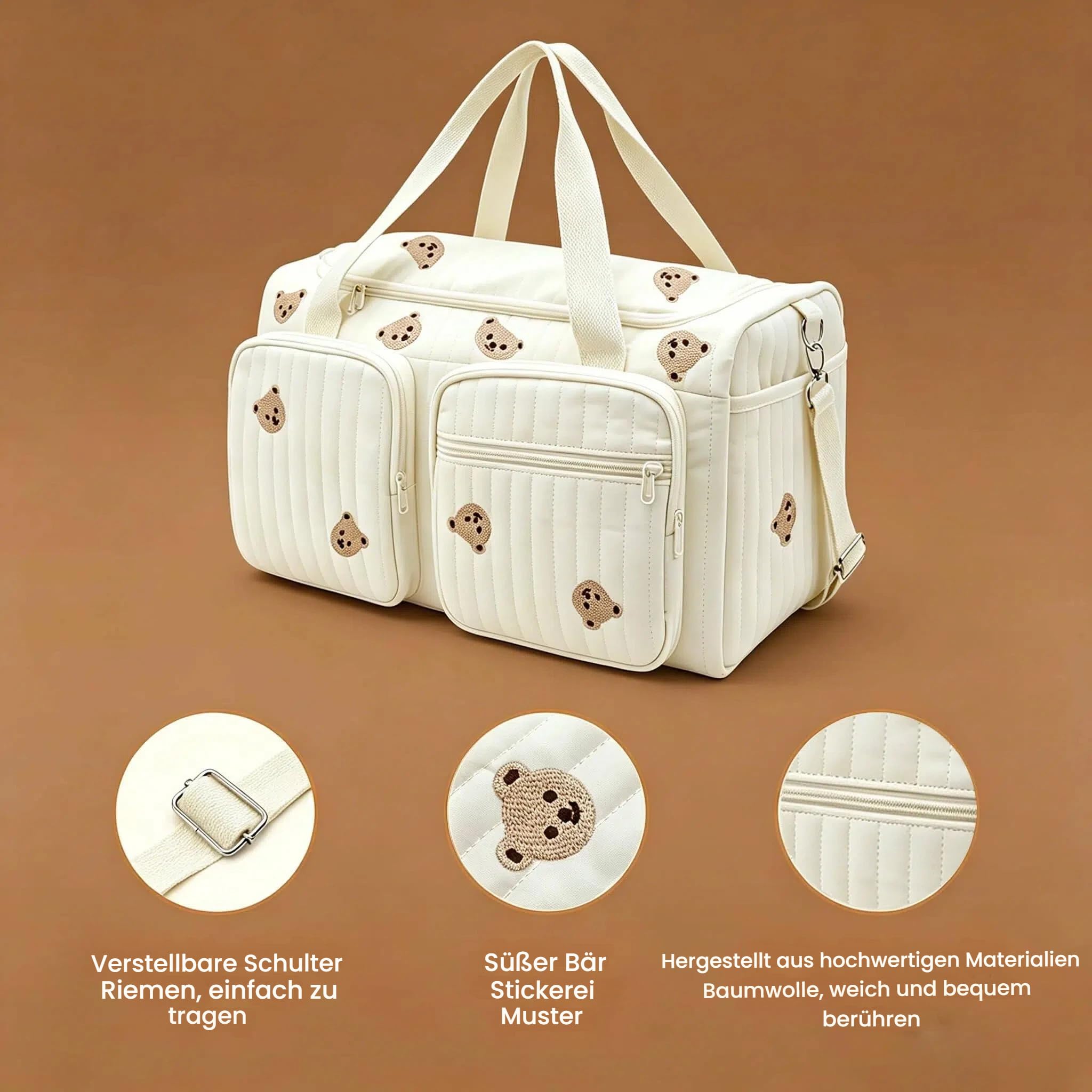 Groß Kliniktasche Geburt 48×26x22 cm Kinderwagen Tasche Wickeltasche Organizer wickelrucksack Reisetasche Mama Tasche Babytasche Lässig Wickelrucksack für Krankenhaus Reisen Kinderwagen