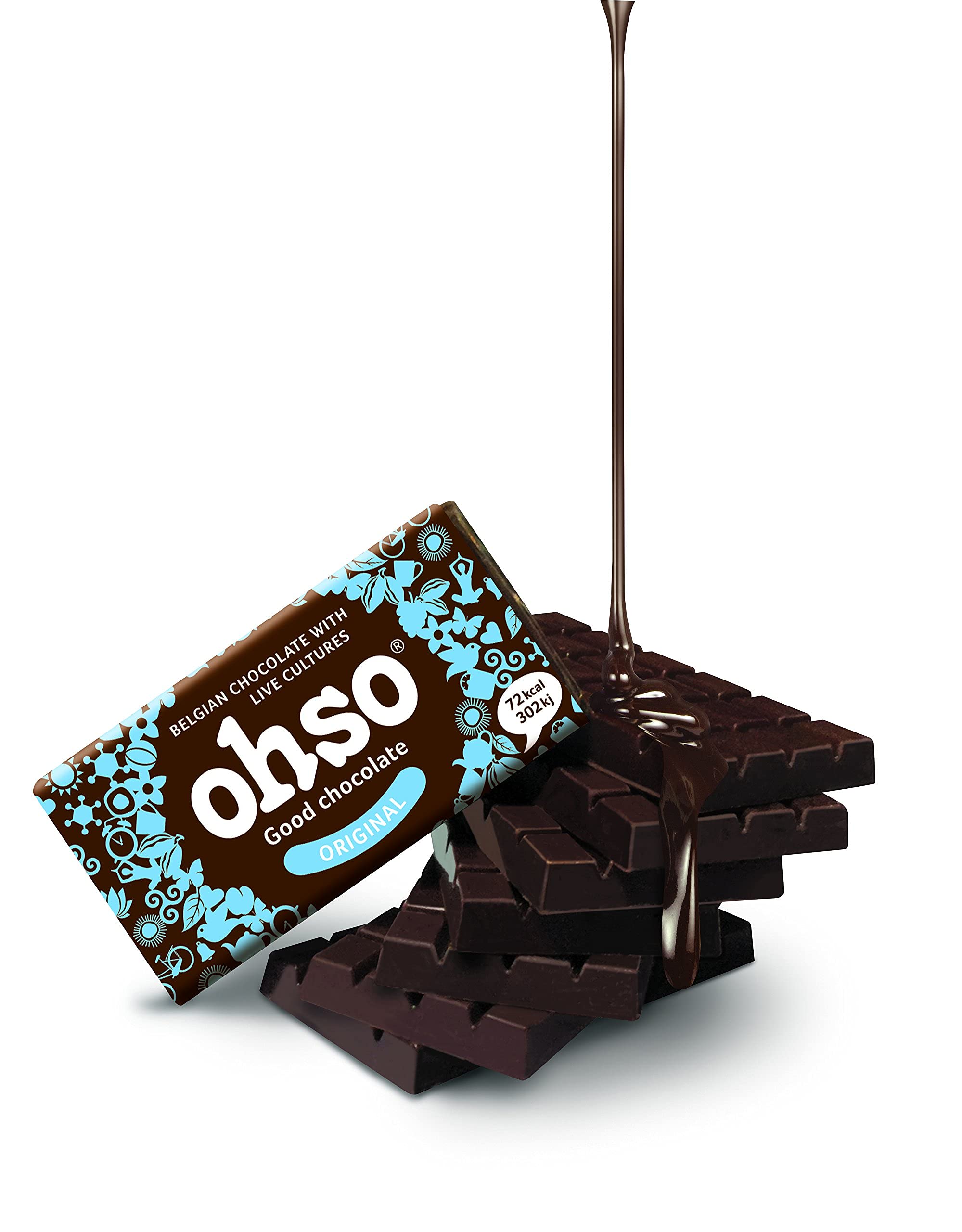 OHSO - 54% Dark Chocolate Bars - Probiotic, Gluten-Free, Healthy Chocolate - Low Calorie - No