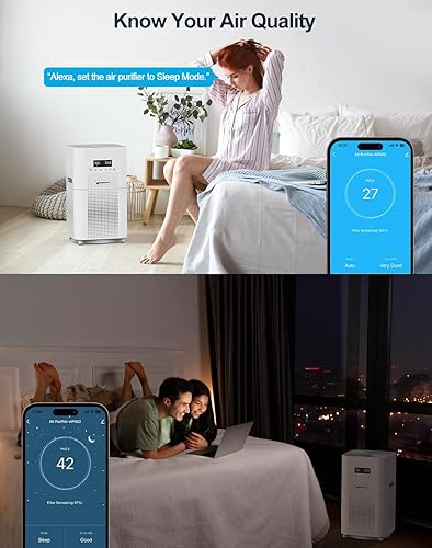 Miniatura 4 de Purificadores de aire inteligentes WIFI para el hogar, habitación grande, funciona con Alexa, CADR de más de 400 mh 1720 pies cuadrados, con filtro