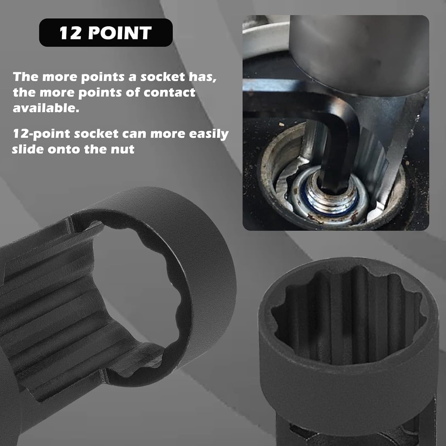 Bisenya 18-delig Stoterstangmoer Gereedschap Set Damplagers Stoterstangwissel Speciale Dopsleutel 1/2' Aandrijving Compatibel met de meest voorkomende voertuigen