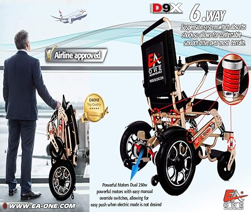 Miniatura 4 de EAONE 2024 D9X Plus Silla de ruedas eléctrica, silla de ruedas eléctrica portátil, todo terreno, motores duales de 500 W, silla de ruedas eléctrica