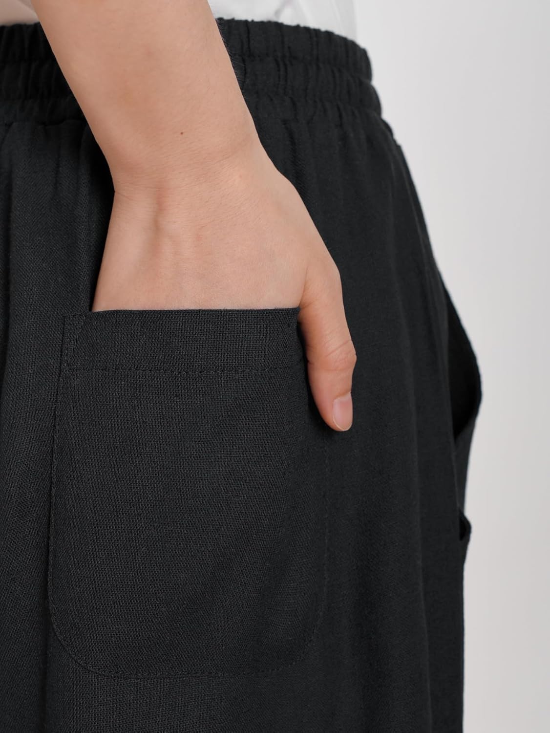 Weintee Women's Lightweight Linen Capri Pants Summer Capris Wide Leg - Image 5