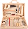 Kids Wooden Tool Set Toy Wooden Tool Box Tools Kit Role Play Montessori Mock Disassembly Construction Toys Realistic Garden Play Set with Box Case and Tools Accessories for Boys Girls